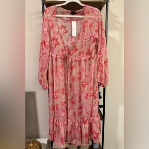 Tender Heart Floral Ruffle Tie Duster